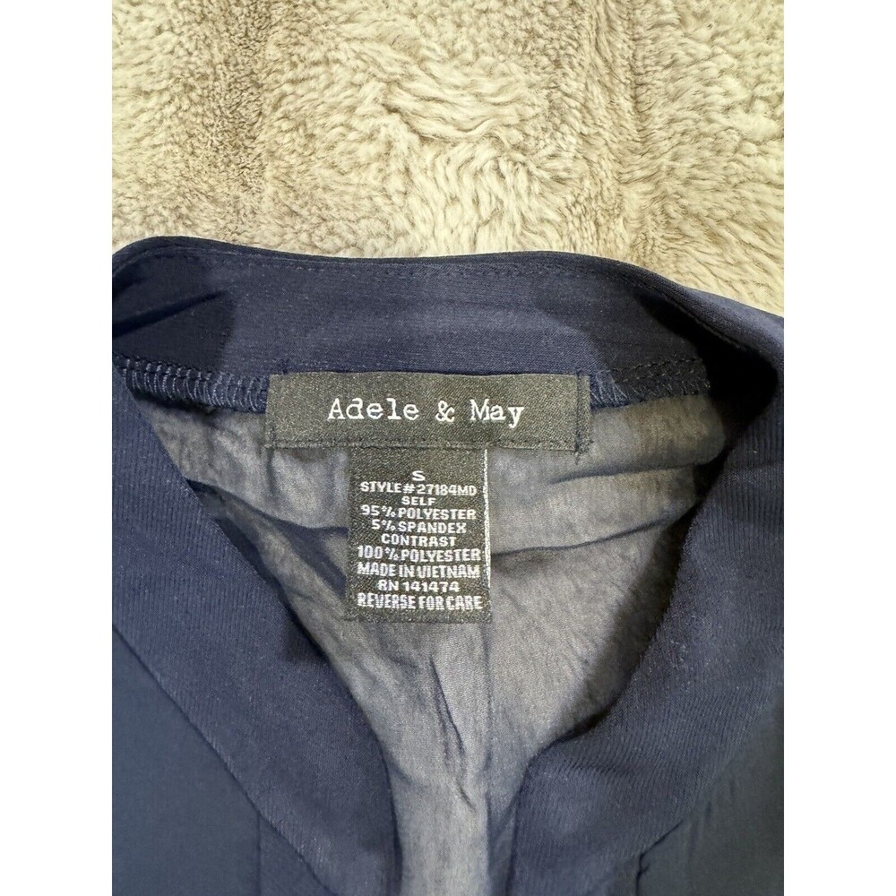 Adele & May navy blouse with sheer shoulders casual office Size Small - Picture 11 of 14